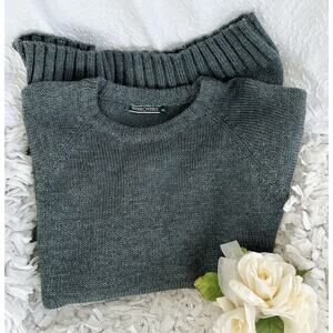 Wool Overs Mens XXL 100% British Wool Teal Blue Crew Neck Sweater Pullover New